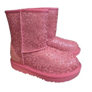 UGG Kids Pink Glitter Leopard Short Boots